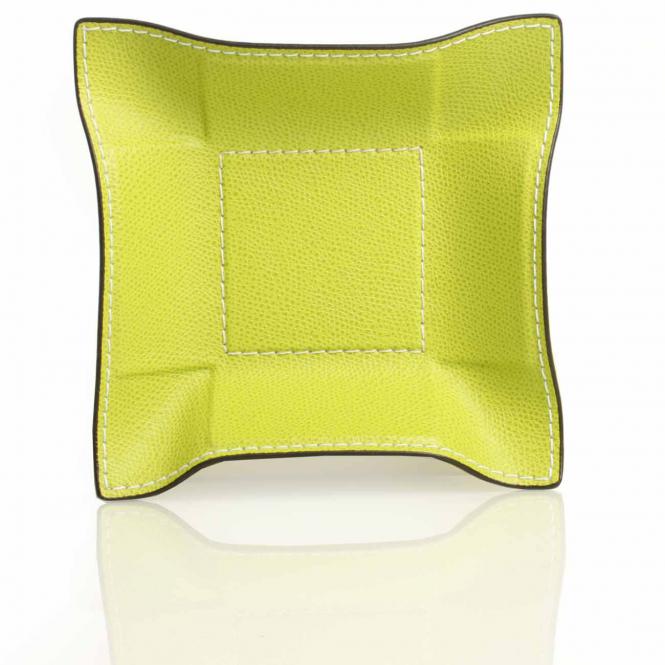 Giobagnara Vide Poche Jack quadratisch S aus Glattleder gelb Lederablage Jack quadratisch S, lime