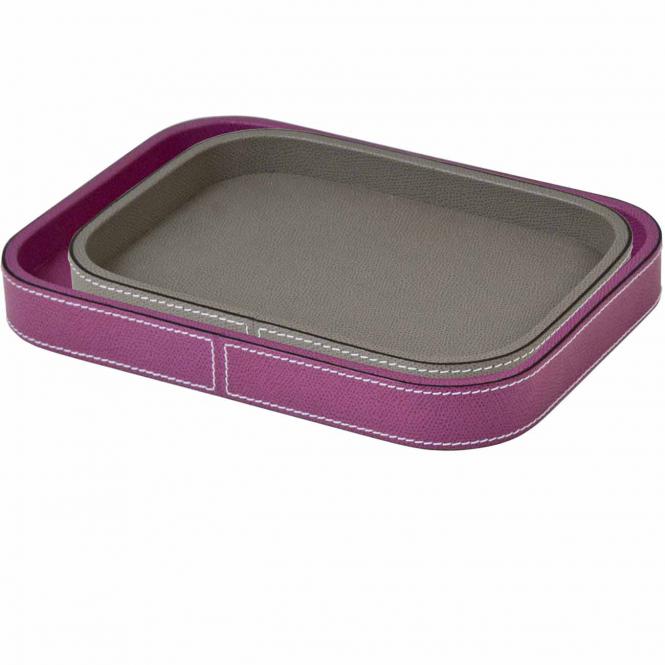 Giobagnara ineinander gelegte Tabletts in unterschiedlichen Größen S M L und Farben beere stone Lederablage Polo rechteckig taupe, Größe Small 235 x 17 x 3 cm