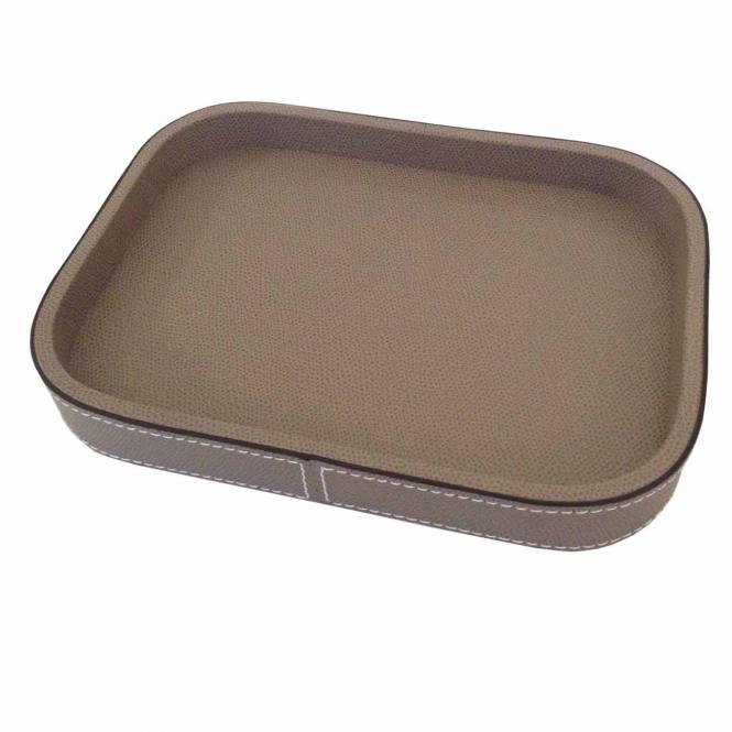 Giobagnara Lederablage Polo lederbezogen rechteckig stein Lederablage Polo rechteckig taupe, Größe Small 235 x 17 x 3 cm