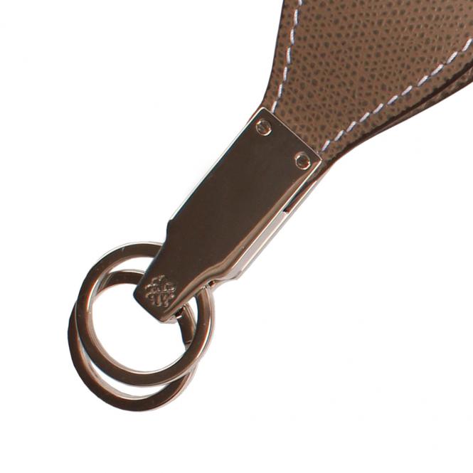 Giobagnara Schlüsselring aus Leder II Golf stone - Detailansicht Leder weiße Naht und Schlüsselring Schlüsselanhänger II, taupe