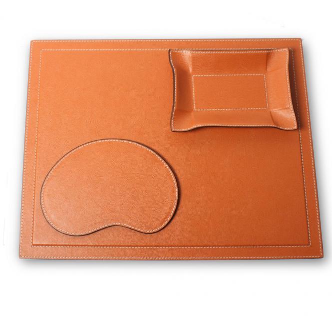 Giobagnara Schreibtischunterlage lederbezogen siena rotbraun - mit einer Lederablage Jack und einem Mouse Pad in siena rotbraun von der Marke Giobagnara dekoriert Schreibtischauflage, siena rotbraun
