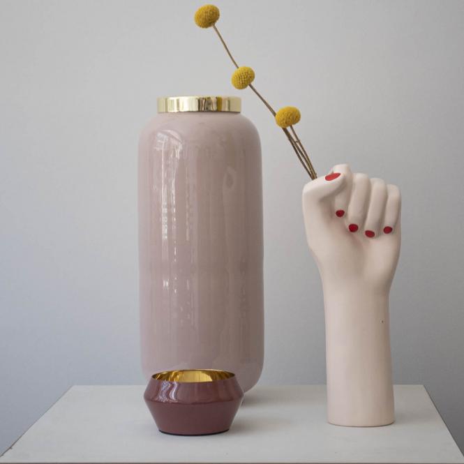 Gift Company Saigon Größe M Nude Goldfarben - dekoriert mit Girl Power Vase Saigon Vase M, rosé/goldfarben