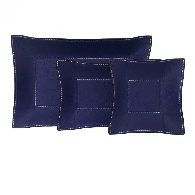 Giobagnara nebeneinander präsentierte Schlüsselablagen marineblau - in verschiedenen Formen und Größen Lederablage Jack rechteckig ultramarin, Größe Large 20 x 30 cm