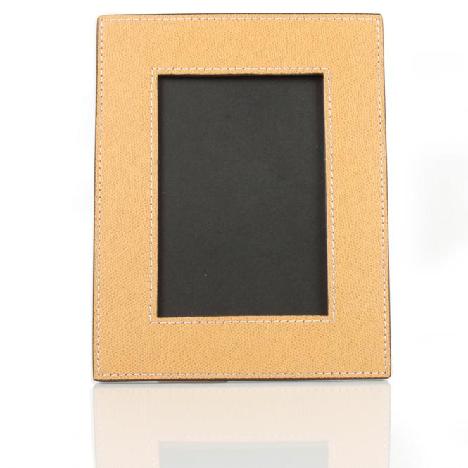 Giobagnara Fotorahmen M aus Leder beige - hochkant Lederbilderrahmen M, sand 23x18cm