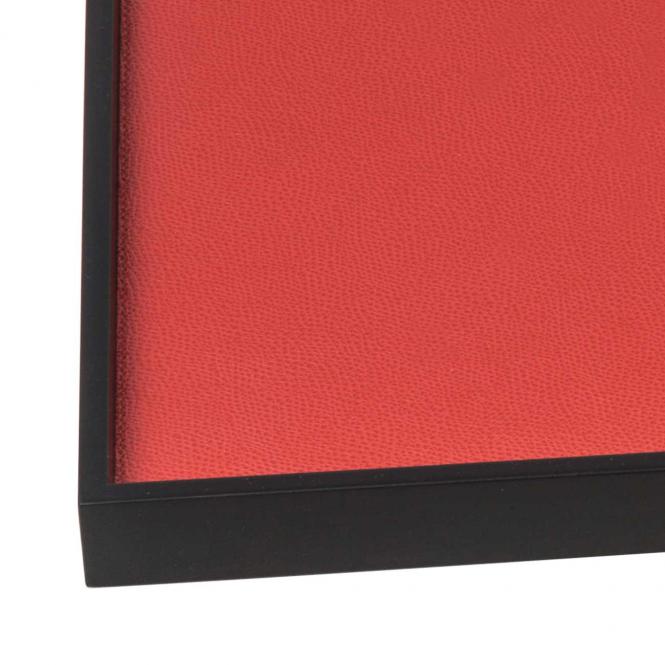 Giobagnara Tablett Phorma aus Leder rechteckig rot - Detailansicht Leder und Wallnussholz Ledertablett Phorma rechteckig small, rot