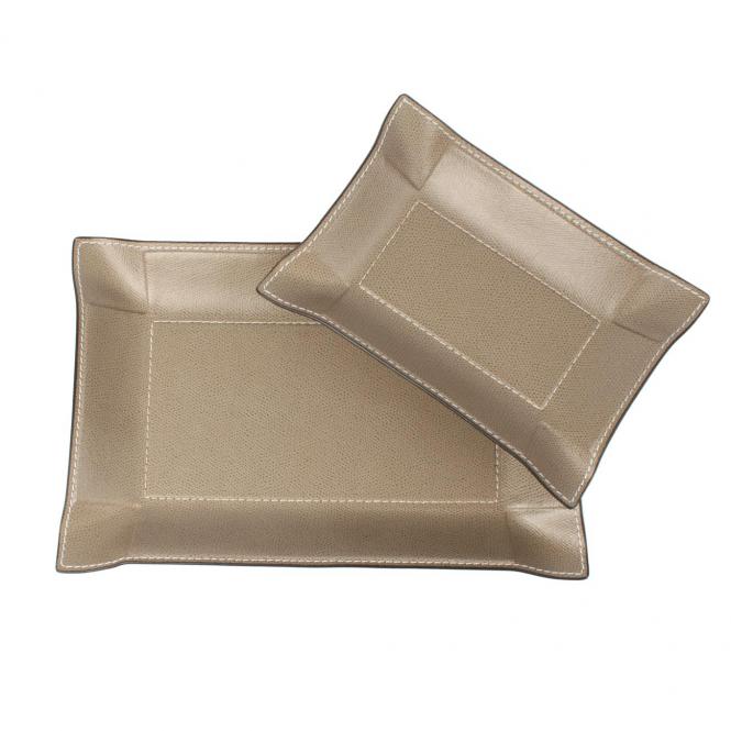 Giobagnara Schmuckablage Jack in unterschiedlichen Formen Farben und Größen - nutzen Sie es um Farbakzente zu setzen Lederablage Jack rechteckig taupe, Größe Large 20 x 30 cm