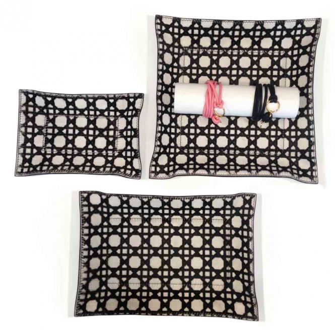 Giobagnara Vide Poche Jack - 3 unterschiedliche Größen und Formen Vienna Lederablage Jack quadratisch, Pony Vienna, Größe Large 28 x 28 cm