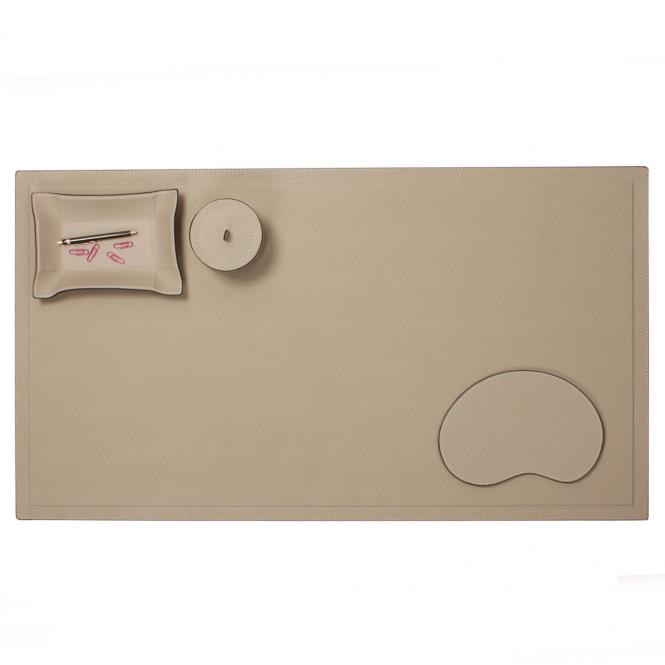 Giobagnara Schreibtischunterlage XL lederbezogen grau - mit einer Lederablage Jack einem Mouse Pad und der Lederbox Harris in grau von der Marke Giobagnara dekoriert Schreibtischauflage XL, grau